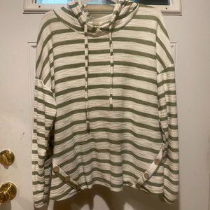 White and Green Stripe Pullover